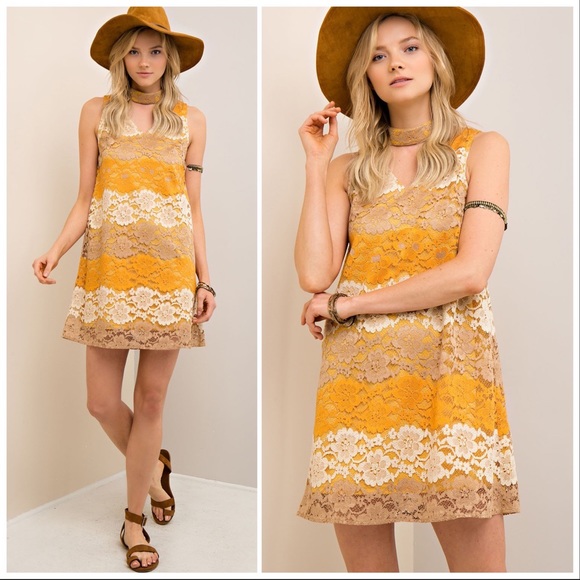 Entro Boho Mod Vintage Style 70's Lace Dress - Picture 5 of 7